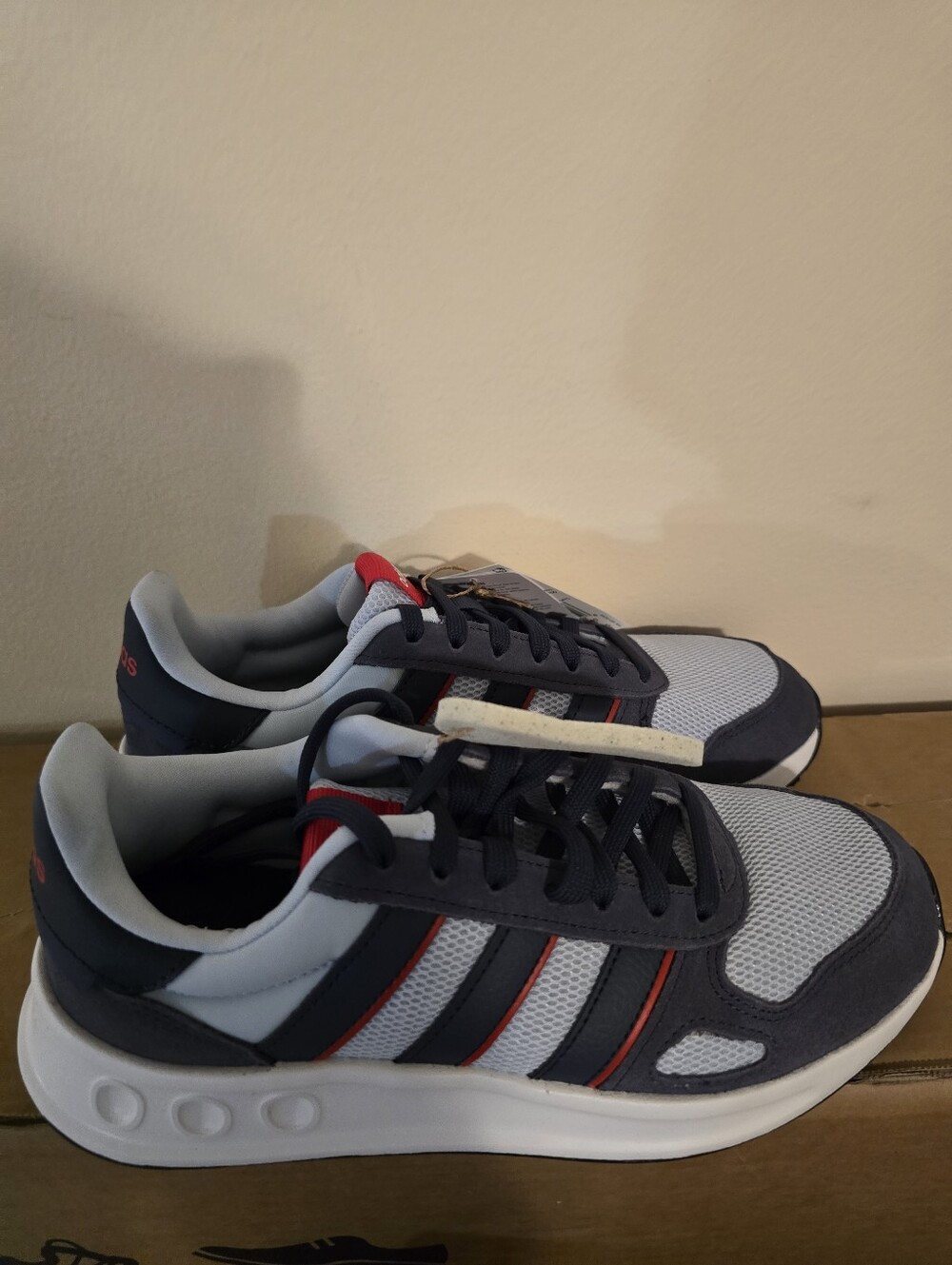 Adidas Womens Grey, Navy & Red Retro Running Shoes - Picture 4 of 6